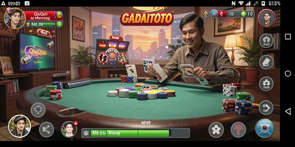 Tampilan gameplay GADAITOTO yang seru saat bermain QiuQiu.