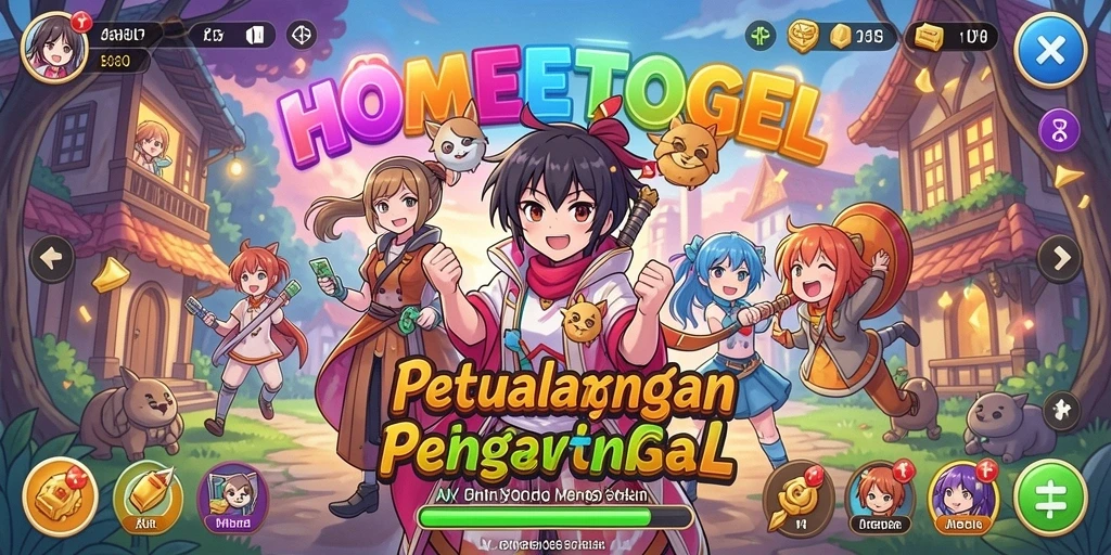 Screenshot gameplay HOMETOGEL menampilkan karakter anime ikonik dalam petualangan seru.