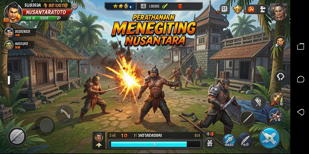 Screenshot gameplay menegangkan dalam NUSANTARATOTO, pertahanan yang penuh strategi.
